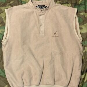 Zero restriction vintage 80s poly golf gilet embroidery khaki snaps